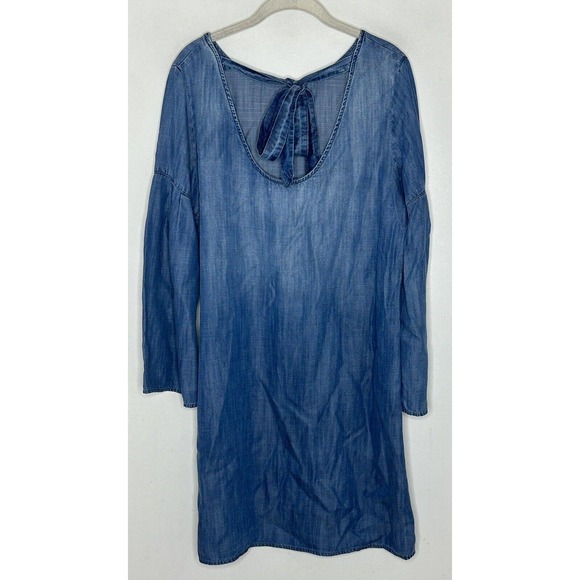 Cloth & Stone Anthropologie Womens Bell Sleeve Chambray Shift Dress Blue Size M - Picture 6 of 7